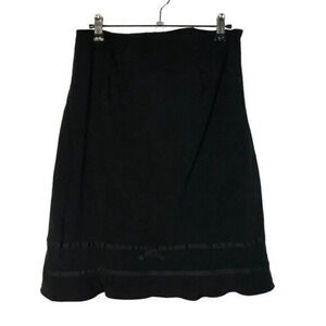 Larry Levine Black Y2K Bow Front A-Line Knee Length Skirt S